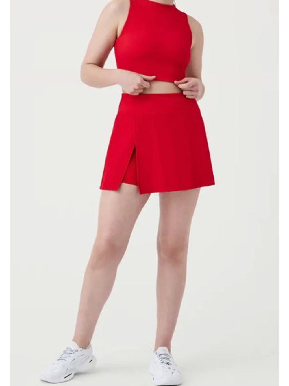 Spanx Ribbed Athletic Skort with Tummy Compression Red Women Large L